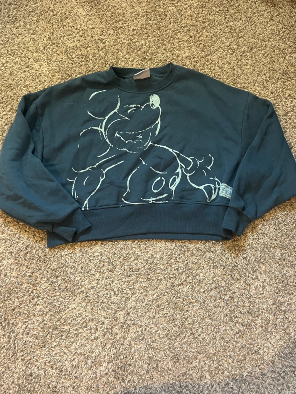 Disney Crewneck Sweatshirt in Teal with Sketch Mickey Graphic